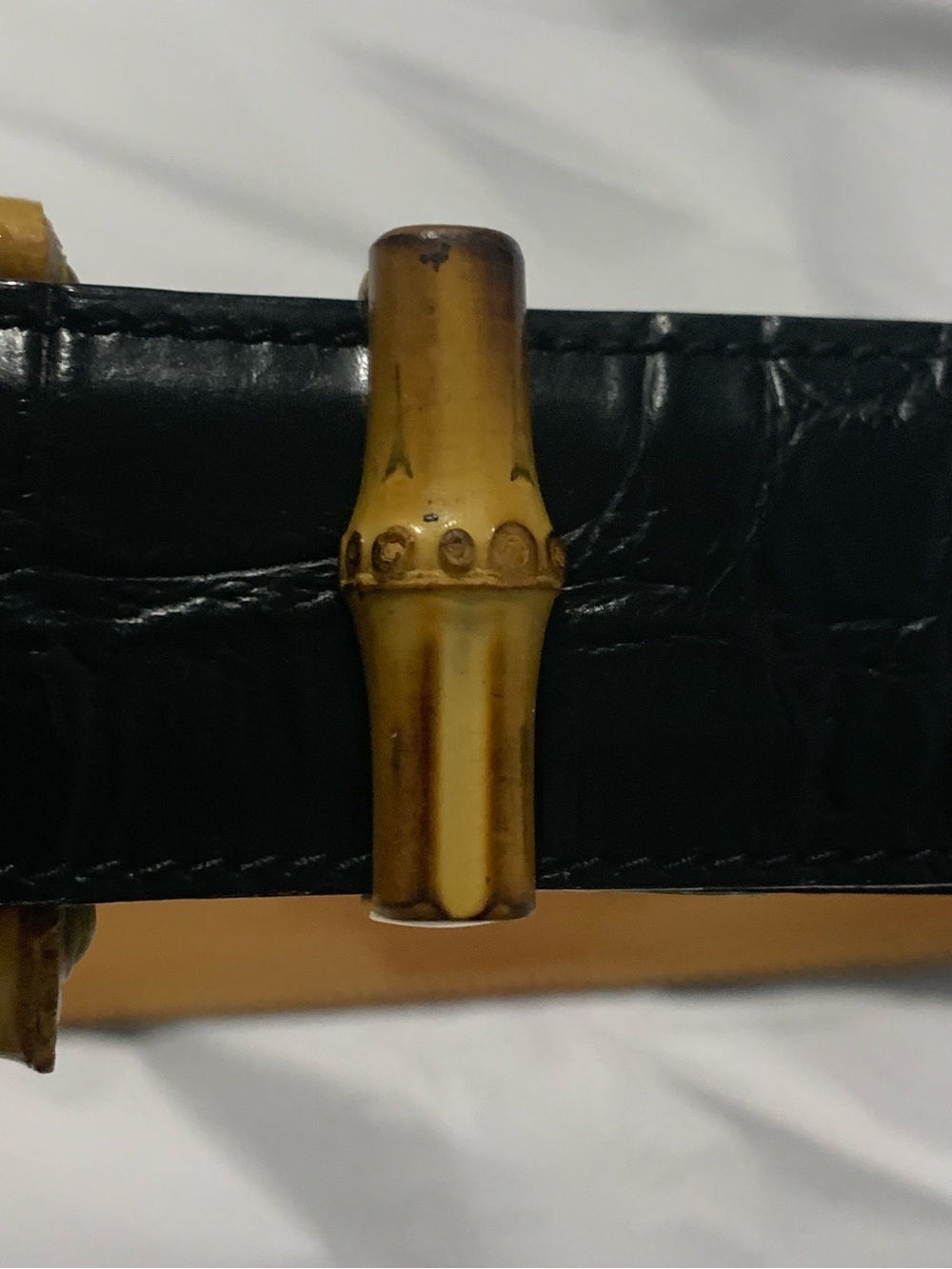 Harold's Powell Black Leather Belt with Bamboo-Style Buckle - Picture 6 of 16